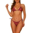 thumbnail image 1 of INSPIRE CHIC Women Snake Print Halter Bikini Sets 2 Piece Lace Up Tie Side Triangle Bottoms Swimwear Bathing Suits Red Medium, 1 of 5