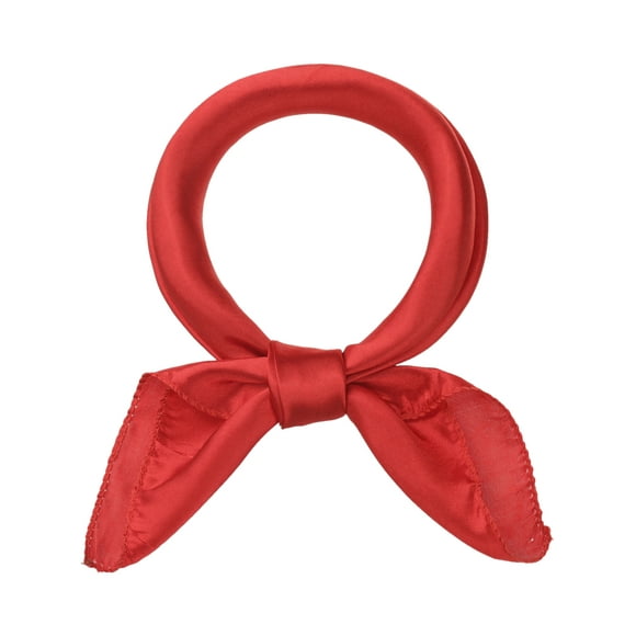 Women Solid Satin Scarves 20' Small Square Neck Scarf Neckerchief Red 50x50cm/19.7x19.7 inches(LxW)