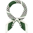 thumbnail image 1 of INSPIRE CHIC Women Striped 27.6" Square Scarf, Contrast Color Satin Neckerchief Head Wrap Bandanas Neck Scarves 27.6x27.6"(LxW) Dark Green, 1 of 6