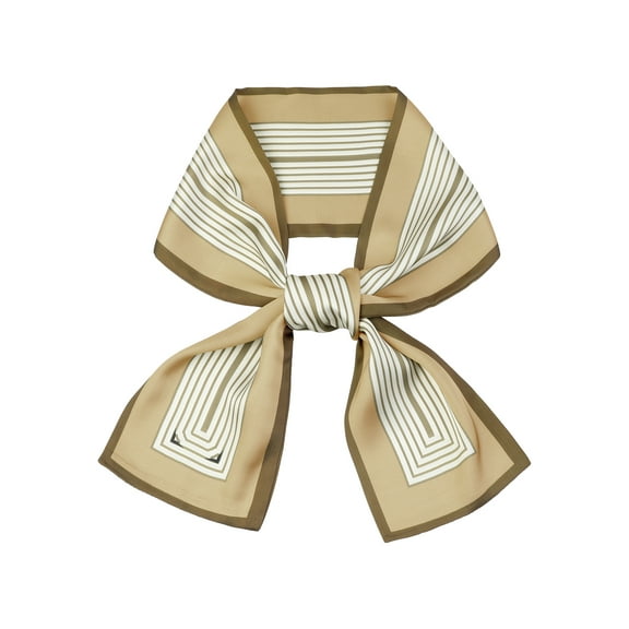 INSPIRE CHIC Women Striped Contrast Color Scarf, Satin Skinny Long Hair Ribbon Handbag Handle Wrap Neck Tie Scarves Neckerchief 43.3x5.1"(LxW) Dark Brown