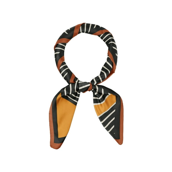 INSPIRE CHIC Women Striped Satin Scarf Shawl 35x35" Large Square Silk Feeling Neck Scarves Head Wraps Caramel 90x90cm/35.4x35.4"