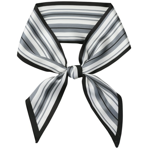 INSPIRE CHIC Women Stripes Contrast Color Skinny Long Scarves Satin Silky Ribbon Hair Band Neckerchief Neck Scarf Black 96x9cm/37.8x3.5"(LxW)