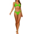 thumbnail image 1 of Women's Twist Cross Knot Bikini Sets, Solid Adjustable Straps Self Tie Back 2 Piece Swimsuits Bathing Suit Swimwear Small Fluorescent Green, 1 of 5