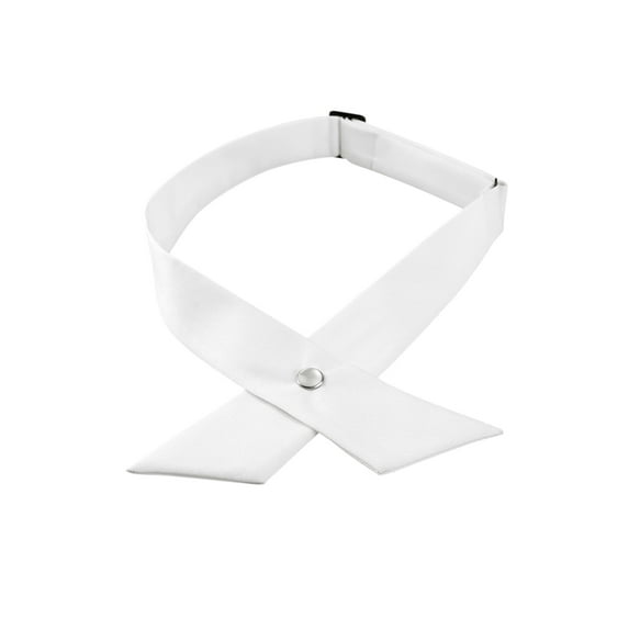INSPIRE CHIC Women's Adjustable Criss-Cross Bow Ties Solid Snap Button Neck Tie for School Uniform White One Size