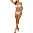 thumbnail image 1 of Women's Bandeau Bikini Sets, Ribbed Bowknot Strapless with Bottoms 2 Piece Swimwear Bathing Suit Swimsuit Small White, 1 of 5