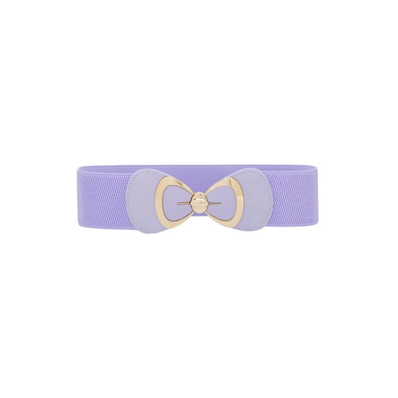 INSPIRE CHIC Women's Belt Bow Buckle Elastic Waist Seal Belts Fashion Versatile for Dresses Blouse 70x6cm/27.6x2.4" Light Purple