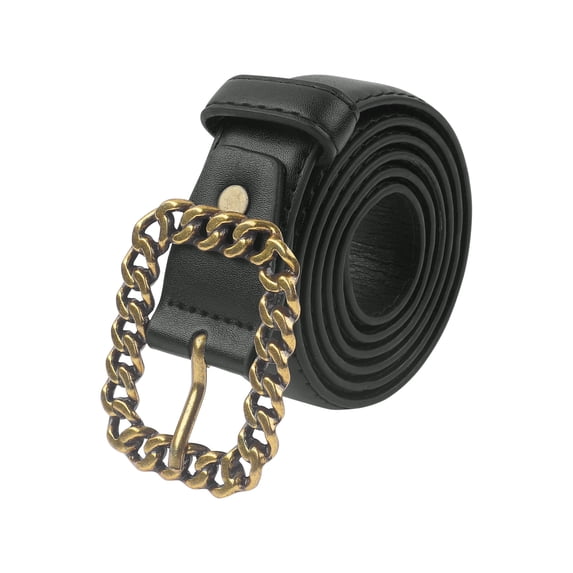 INSPIRE CHIC Women's Belt Retro Simple Chain Square Buckle for Dress Coat Decorative Belts 103x2.8cm/40.5x1.1" Black