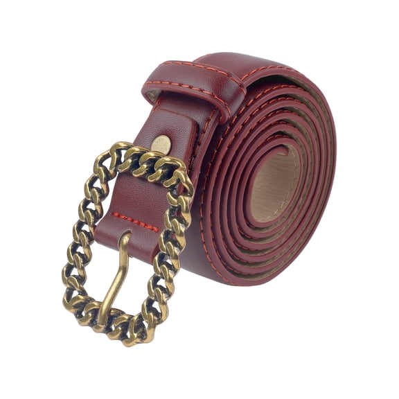 INSPIRE CHIC Women's Belt Retro Simple Chain Square Buckle for Dress Coat Decorative Belts 103x2.8cm/40.5x1.1" Dark Red