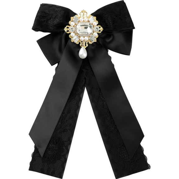 INSPIRE CHIC Women's Big Bowknot Rhinestone Sweet Ribbon Bow Brooch for Shirts