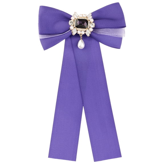 INSPIRE CHIC Women's Bow Brooch Bowknot Costume Elegant Bow Tie with Beads One Size Purple
