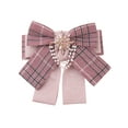 thumbnail image 1 of INSPIRE CHIC Women's Bow Brooch Plaid Faux Rhinestone Beaded Retro Bow Ties Pink, 1 of 4