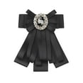thumbnail image 1 of INSPIRE CHIC Women's Bow Brooch Solid Color Pre-Tied Ribbon Faux Rhinestone Elegant Bow Ties Black, 1 of 4