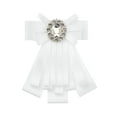 thumbnail image 1 of INSPIRE CHIC Women's Bow Brooch Solid Color Pre-Tied Ribbon Faux Rhinestone Elegant Bow Ties White, 1 of 4