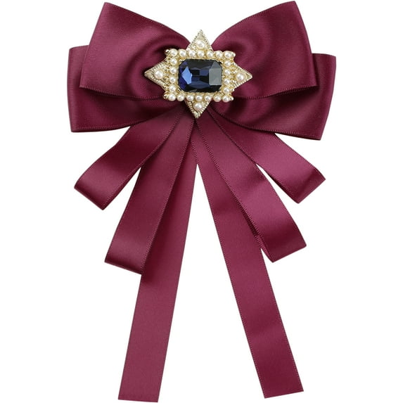 INSPIRE CHIC Women's Bow Tie Bow Brooch Vintage Rhinestone Ribbon Solid Color
