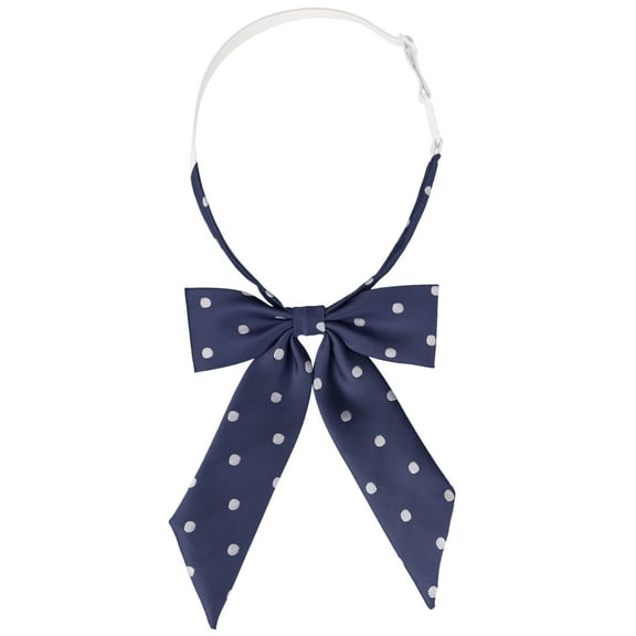INSPIRE CHIC Women's Polka Dots Ties Elastic Adjustable Neck Pre-Tied Ribbon Bow Tie Uniform Cosplay Navy Blue One Size