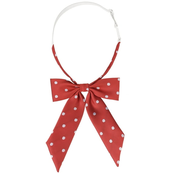 INSPIRE CHIC Women's Polka Dots Ties Elastic Adjustable Neck Pre-Tied Ribbon Bow Tie Uniform Cosplay Red One Size