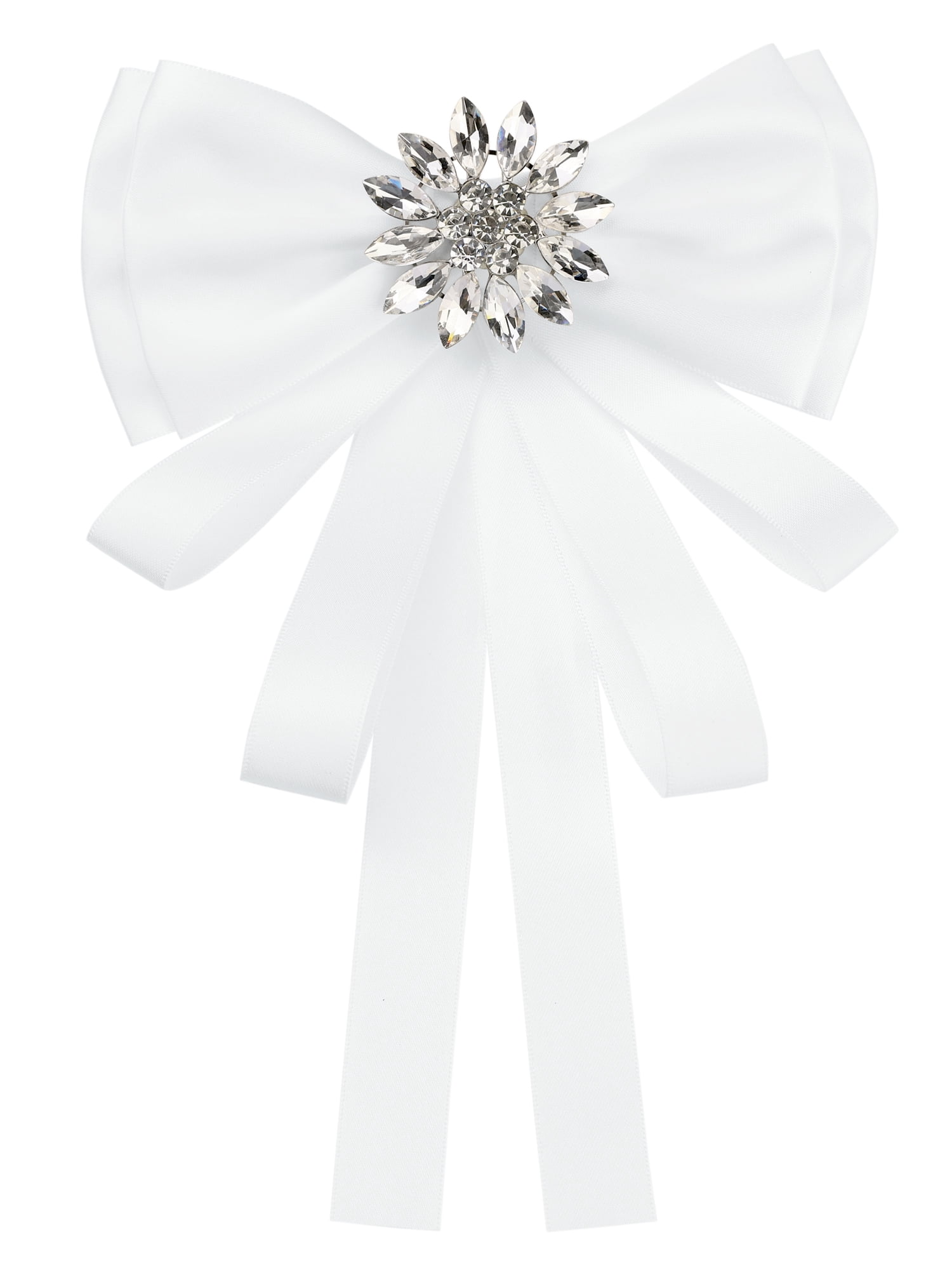 Sparkly Rhinestone Bow Brooch Pins For Women - 2 Pack Silver Crystal Bowknot Lapel Pins
