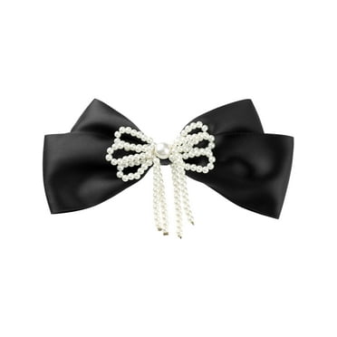INSPIRE CHIC Women's Bowknot Imitation Pearls Elegant Ribbon Bow Brooch Pre-Tied Bow Tie