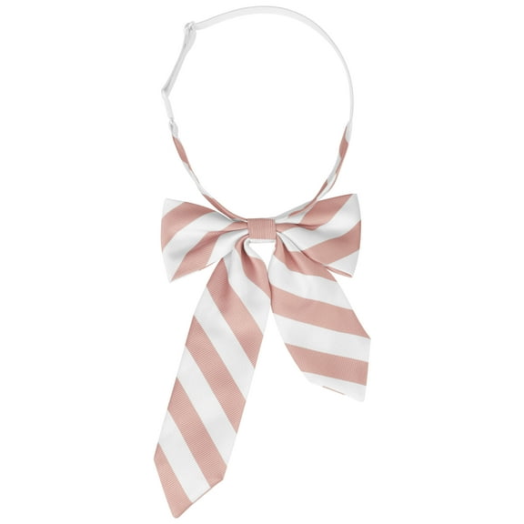 INSPIRE CHIC Women's Bowties Stylish Asymmetrical Pre-tied Stripe Bow Ties for School Casual Wihte Pink