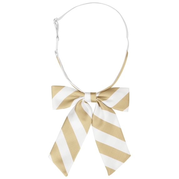 INSPIRE CHIC Women's Bowties Stylish Adjustable Elastic Band Pre-tied Stripe Bow Ties 1pcs Champagne White