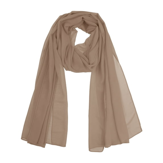 INSPIRE CHIC Women's Mother's Day Solid Chiffon Scarf Lightweight Soft Sheer Long Head Wrap Shawl Scarves Beaver 68.9x27.6 inches