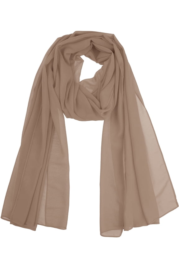 Women's Solid Chiffon Scarf Lightweight Soft Sheer Long Head Wrap Shawl Scarves Beaver 68.9x27.6 inches