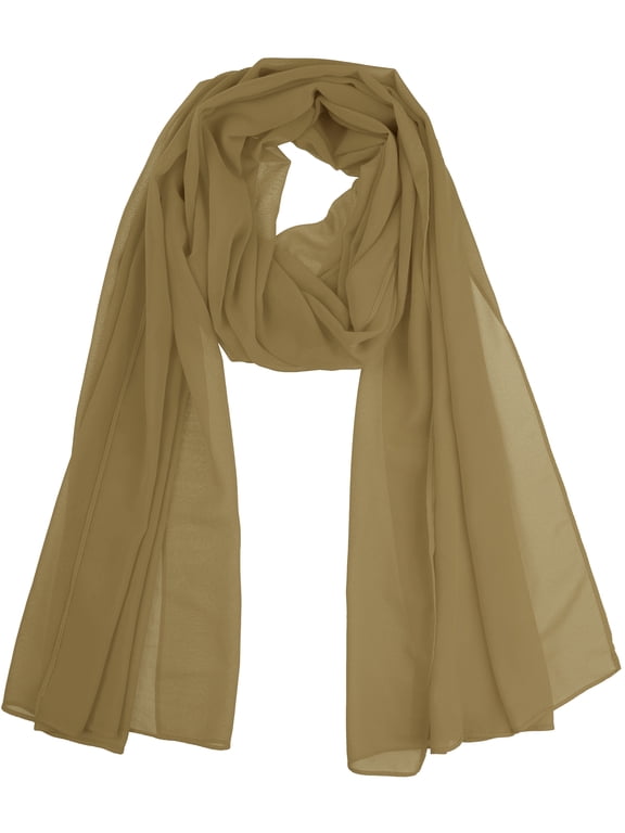 Women's Halloween Solid Chiffon Scarf Lightweight Soft Sheer Long Head Wrap Shawl Scarves Taupe 68.9x29.5 inches