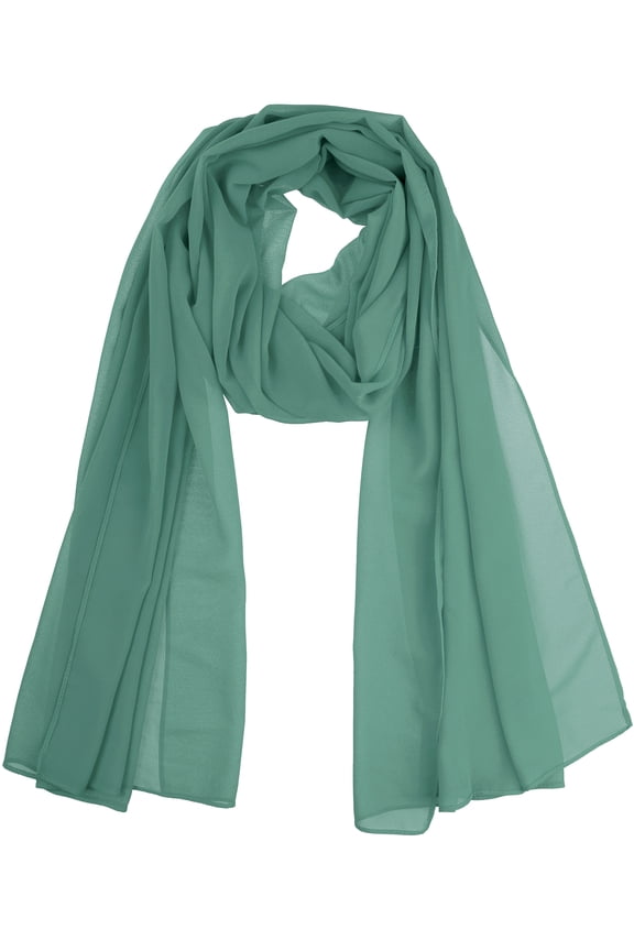 Women's Solid Chiffon Scarf Lightweight Soft Sheer Long Head Wrap Shawl Scarves Teal 68.9x27.6 inches