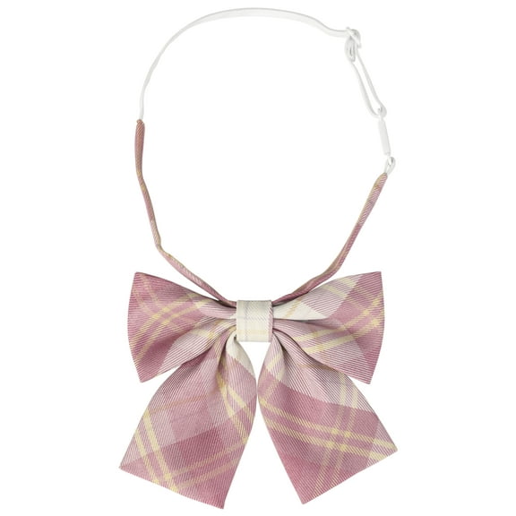 INSPIRE CHIC Women's Pre-tied Bowties Adjustable Colorful Plaid Tartan Checked Bow Ties for Costume Pink