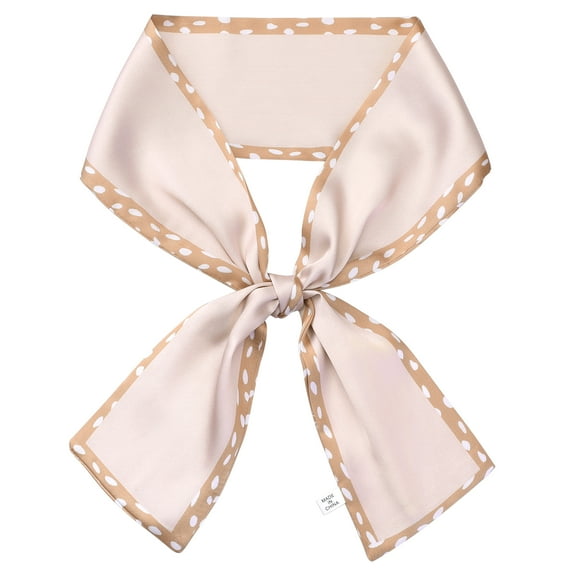 INSPIRE CHIC Women's Contrast Color Dots Scarf, Skinny Long Hair Ribbon Handbag Handle Wrap Scarves Neckerchief 98x9cm/38.6x3.5 inches(LxW) Champagne Pink