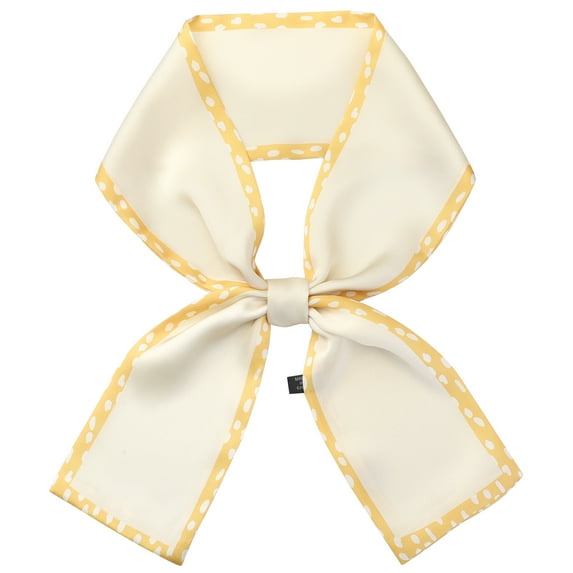 INSPIRE CHIC Women's Contrast Color Dots Scarf, Skinny Long Hair Ribbon Handbag Handle Wrap Scarves Neckerchief 98x9cm/38.6x3.5 inches(LxW) Light Yellow