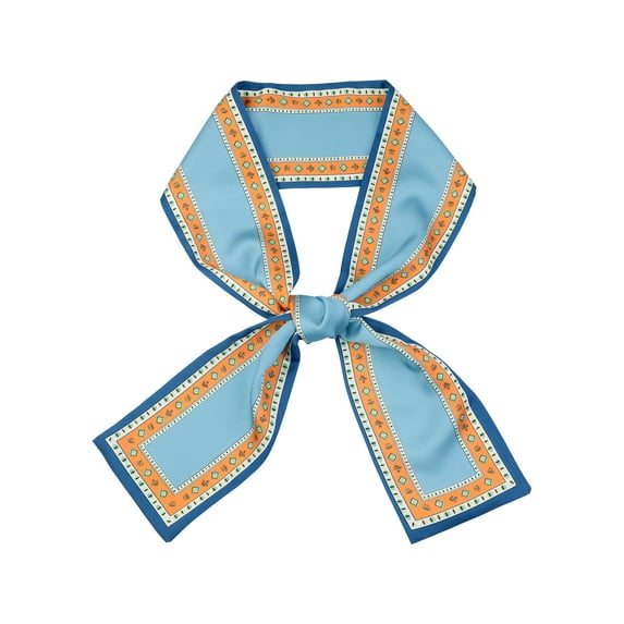 INSPIRE CHIC Women's Contrast Color Vintage Scarf, Skinny Long Hair Ribbon Handbag Handle Wrap Neck Tie Scarves Neckerchief 147x14cm/57.9x5.5"(LxW) Blue