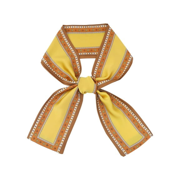 INSPIRE CHIC Women's Contrast Color Vintage Scarf, Skinny Long Hair Ribbon Handbag Handle Wrap Neck Tie Scarves Neckerchief 147x14cm/57.9x5.5"(LxW) Yellow