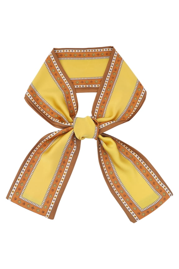 Women's Contrast Color Vintage Scarf, Skinny Long Hair Ribbon Handbag Handle Wrap Neck Tie Scarves Neckerchief 147x14cm/57.9x5.5"(LxW) Yellow