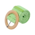 thumbnail image 1 of INSPIRE CHIC Women's Cotton and Linen Style Plastic Straw Braided Belt Circle Buckle for Dresses 96x5cm/37.8x2.0" Green, 1 of 6