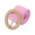 thumbnail image 1 of INSPIRE CHIC Women's Cotton and Linen Style Plastic Straw Braided Belt Circle Buckle for Dresses 96x5cm/37.8x2.0" Pink, 1 of 6