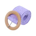 thumbnail image 1 of INSPIRE CHIC Women's Cotton and Linen Style Plastic Straw Braided Belt Circle Buckle for Dresses 96x5cm/37.8x2.0" Purple, 1 of 6