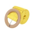 thumbnail image 1 of INSPIRE CHIC Women's Cotton and Linen Style Plastic Straw Braided Belt Circle Buckle for Dresses 96x5cm/37.8x2.0" Yellow, 1 of 6