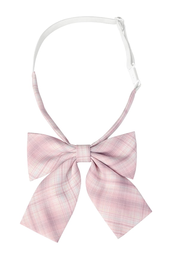 Women's Cute Plaid Elastic Strap Pre-tied Bow Ties Light Pink One Size