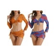thumbnail image 1 of Women's Drawstring Halter Bikini Sets 4 Piece Tie Back Swimsuit Triangle Bottoms Cover Up Tops Bottoms 2 Sets X-Small Blue Red, Orange, 1 of 5