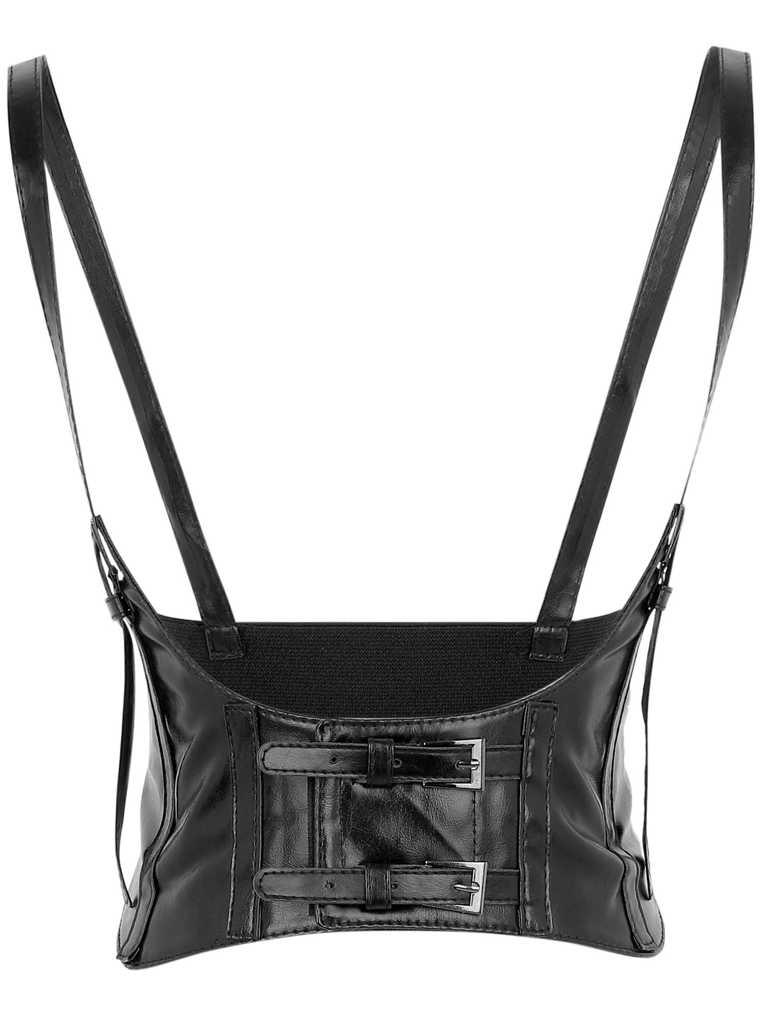 2821 Women Faux Leather Corset Waist Belt Elastic Wide Underbust Corset Waist Belt for Women, Faux Leather Wide Elastic Tie  main image 3