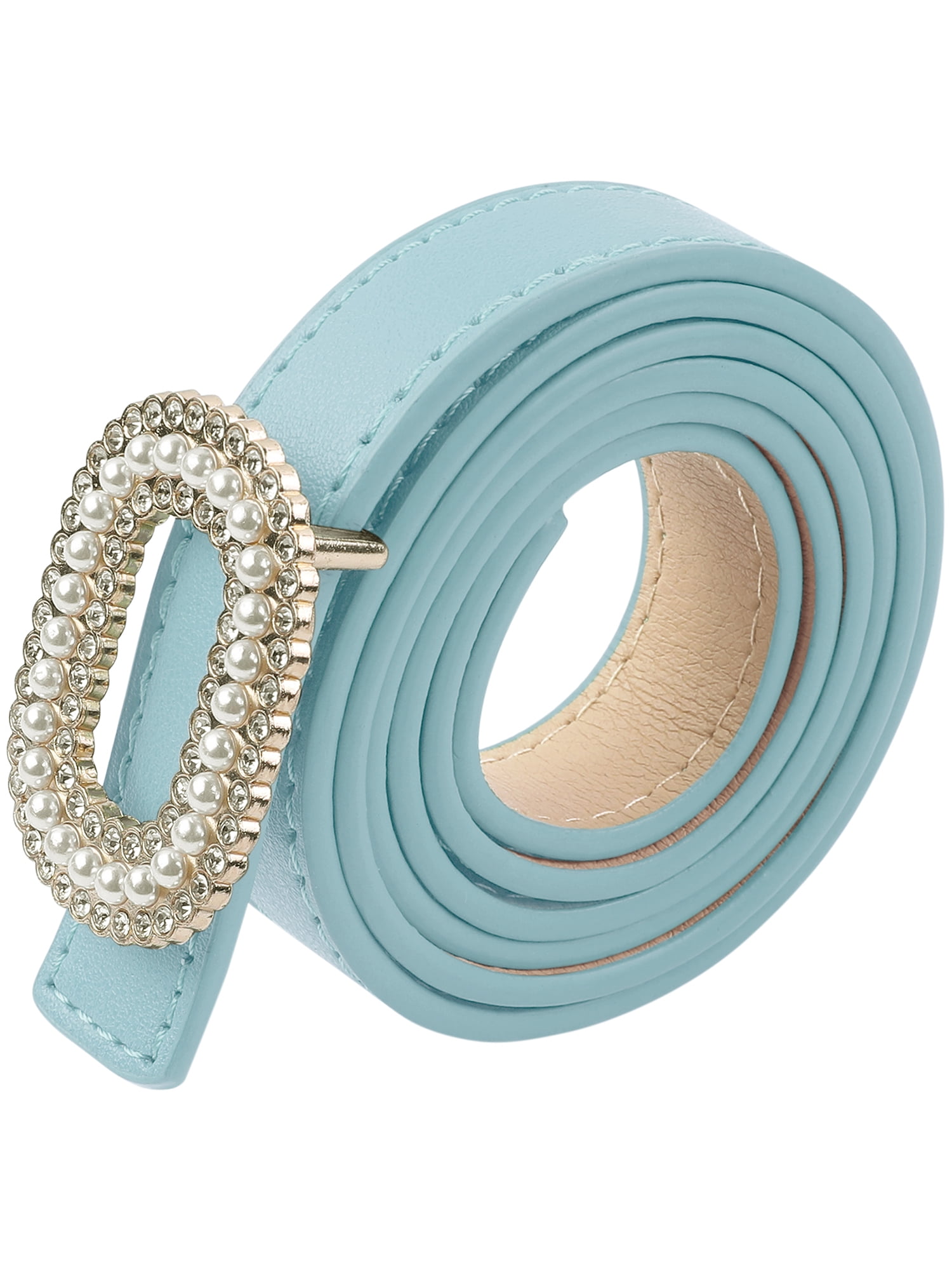 PU Faux Leather Rhinestone Pearl Belt for Dresses Pants Kopida Pink PU Leather Waist Belt with Rhinestone Star Charm  main image 3