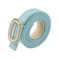 thumbnail image 1 of INSPIRE CHIC Women's Faux Leather Thin Belt Ladies Belt with Pearl Rhinestone Buckle for Jeans Pants 103x1.8cm/40.6x0.7" Light Blue, 1 of 6