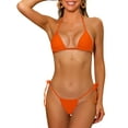 thumbnail image 1 of INSPIRE CHIC Women's Halter Tie Side Bikini Sets, 2 Piece Drawstring Thong Triangle Bottoms Basic Swimsuits Bathing Suit Large Fluorescent Orange, 1 of 5