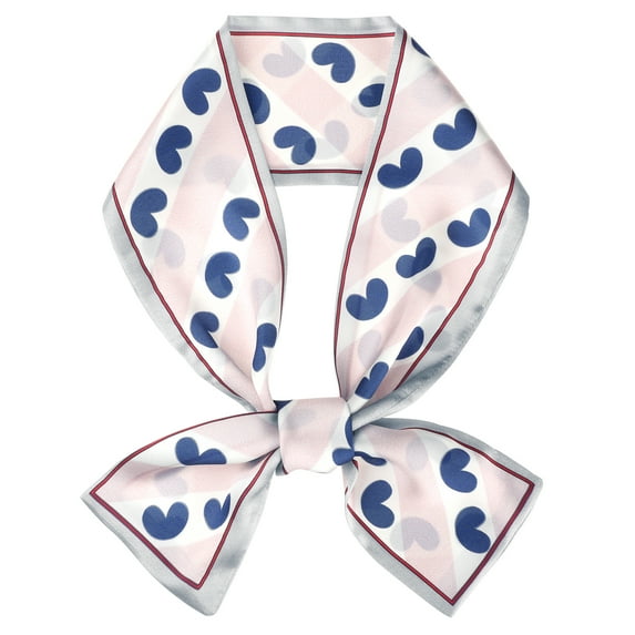 INSPIRE CHIC Women's Heart Contrast Color Striped Scarf, Skinny Long Hair Ribbon Handbag Handle Wrap Scarves 98x9cm/38.6x3.5 inches(LxW) Pink