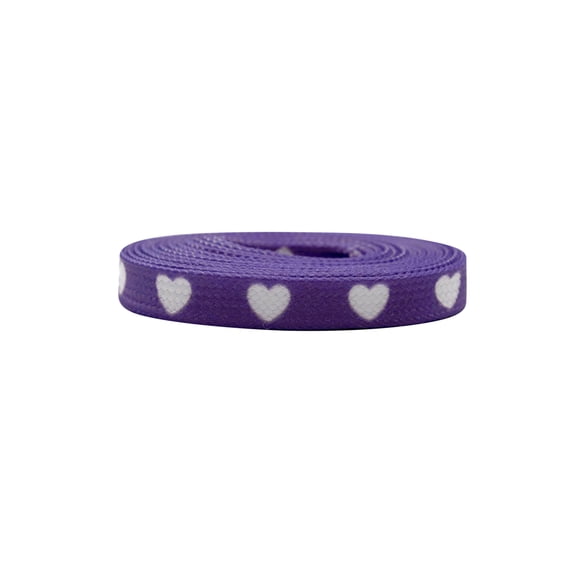 Heart Printed Cute Flat Shoelaces for Sneakers and Boots - 1 Pair of Colorful Laces Purple 100cm/39.4"