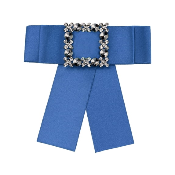 INSPIRE CHIC Women's Large Solid Color Bow Square Rhinestone Brooch Ties for Retro Chic