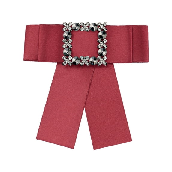 INSPIRE CHIC Women's Large Solid Color Bow Square Rhinestone Brooch Ties for Retro Chic