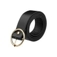 thumbnail image 1 of INSPIRE CHIC Women's Leather Belts Black Waist Belt with Pin Buckle for Dress Jeans Two Sizes Round Gold Buckle, 1 of 6