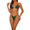 thumbnail image 1 of INSPIRE CHIC Women's Leopard Print Triangle Bikini Sets, 1 Piece Adjustable Criss Cross Waistband Swimsuit Swimwear Medium Emerald Green, 1 of 5
